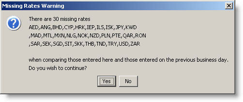 Missing Rate Warning dialog