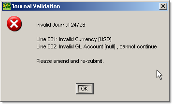 Invalid Journal Dialog