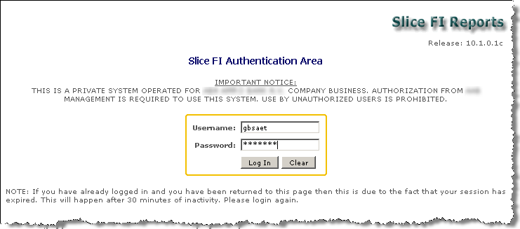 Slice Portal Login Dialog